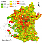 大阪市町丁目別人口増加率（2000～2005年）